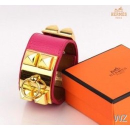 Hermes Collier de Chien Pink Bracelet In Gold